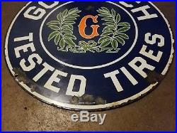 Vintage Goodrich Tested Tires Porcelain Sign Oil Gas Service Station Garage Car