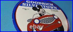 Vintage Goodrich Tires Porcelain Mickey Mouse Gas Service Station Pump Sign