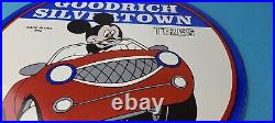 Vintage Goodrich Tires Porcelain Mickey Mouse Gas Service Station Pump Sign