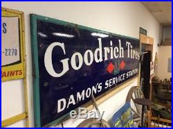 Vintage Goodrich Tires Porcelain Sign Damons Service Station Advertising Huge