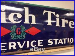 Vintage Goodrich Tires Porcelain Sign Damons Service Station Advertising Huge