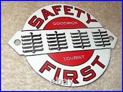 Vintage Goodrich Tires Tourist Safety License Plate Topper Porcelain Metal Sign
