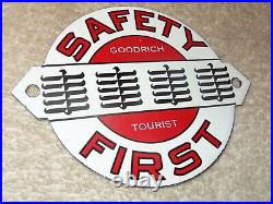 Vintage Goodrich Tires Tourist Safety License Plate Topper Porcelain Metal Sign