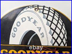 Vintage Goodyear Airplane Tires Porcelain Metal Gas Pump Sign