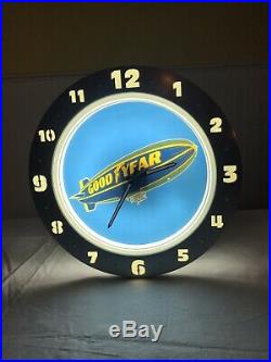 Vintage Goodyear Blimp Lighted Clock Sign Goodyear Tires Excellent Condition