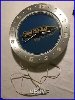 Vintage Goodyear Blimp Lighted Clock Sign Goodyear Tires Excellent Condition