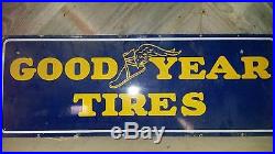 Vintage Goodyear Flying Shoe Tire Porcelain Sign Original Vhtf C1930's