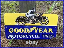 Vintage Goodyear Motorcycle Tires Porcelain Metal Gas Pump Sign