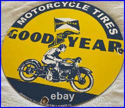 Vintage Goodyear Motorcycle Tires Porcelain Sign Gas Oil Continental Michelin