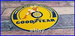 Vintage Goodyear Porcelain Gas Oil Wide Boots Gas Service Station Auto Tire Sign