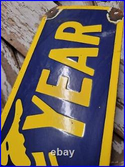 Vintage Goodyear Porcelain Sign Automobile 24 Truck Tire Rubber Parts Supplies