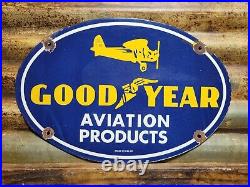 Vintage Goodyear Porcelain Sign Aviation Tires Rubber Products Automobile Parts