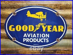 Vintage Goodyear Porcelain Sign Aviation Tires Rubber Products Automobile Parts