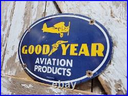 Vintage Goodyear Porcelain Sign Aviation Tires Rubber Products Automobile Parts