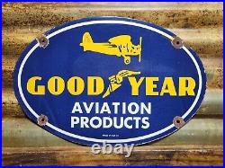 Vintage Goodyear Porcelain Sign Aviation Tires Rubber Products Automobile Parts