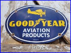 Vintage Goodyear Porcelain Sign Aviation Tires Rubber Products Automobile Parts