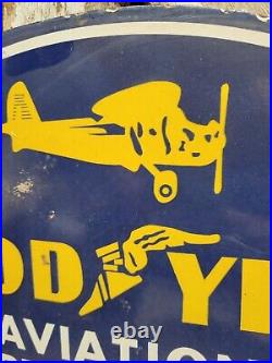 Vintage Goodyear Porcelain Sign Aviation Tires Rubber Products Automobile Parts