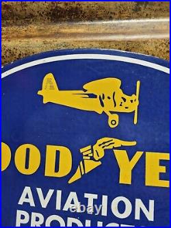 Vintage Goodyear Porcelain Sign Aviation Tires Rubber Products Automobile Parts