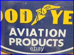 Vintage Goodyear Porcelain Sign Aviation Tires Rubber Products Automobile Parts