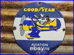 Vintage Goodyear Porcelain Sign Disney Mickey Aviation Tires Rubber Products USA