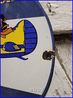 Vintage Goodyear Porcelain Sign Disney Mickey Aviation Tires Rubber Products USA