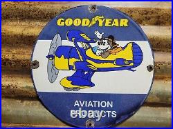 Vintage Goodyear Porcelain Sign Disney Mickey Aviation Tires Rubber Products USA