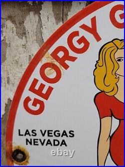 Vintage Goodyear Porcelain Sign Las Vegas Reno Gas Oil Sales Auto Tire Woman