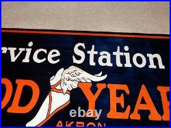 Vintage Goodyear Service Station Automobile Tires 12 Metal Gasoline & Oils Sign