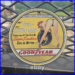 Vintage Goodyear Super Cushion Tires Porcelain Gas Oil 4.5 Sign