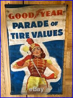 Vintage Goodyear Tire Advertising Banner Gas Station Petroliana Automobilia