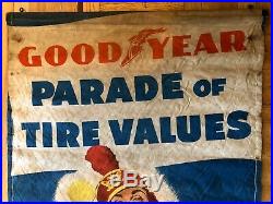 Vintage Goodyear Tire Advertising Banner Gas Station Petroliana Automobilia