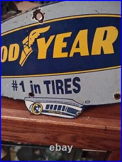 Vintage Goodyear Tire & Battery Service Porcelain Sign