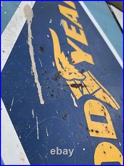 Vintage Goodyear Tire Sales Double sided Painted Metal Sign Oil Gas Auto Truck