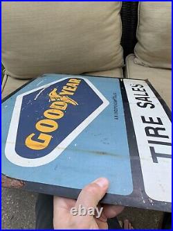 Vintage Goodyear Tire Sales Double sided Painted Metal Sign Oil Gas Auto Truck