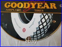 Vintage Goodyear Tires Aviation Airplane Porcelain Sign