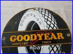 Vintage Goodyear Tires Aviation Airplane Porcelain Sign