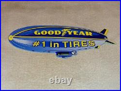 Vintage Goodyear Tires Die-cut Blimp Zeppelin 12 Metal Tire Gasoline & Oil Sign