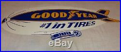 Vintage Goodyear Tires Die-cut Blimp Zeppelin 36 Metal Tire, Gasoline Oil Sign