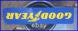 Vintage Goodyear Tires Double Sided Metal Sign Large 48 x 11 inchesDouble Sided