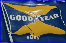 Vintage Goodyear Tires Flag Sign Protect Super Nos Collectable Pc. Dead Mint
