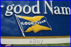 Vintage Goodyear Tires Flag Sign Protect Super Nos Collectable Pc. Dead Mint