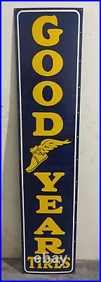 Vintage Goodyear Tires Gas & Oil Porcelain Enamel Sign 72x16