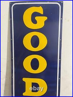 Vintage Goodyear Tires Gas & Oil Porcelain Enamel Sign 72x16