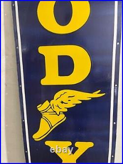 Vintage Goodyear Tires Gas & Oil Porcelain Enamel Sign 72x16