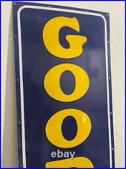 Vintage Goodyear Tires Gas & Oil Porcelain Enamel Sign 72x16