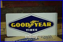 Vintage Goodyear Tires NOS in BOX Flange Sign Chevrolet Dealership Dealer GM OK