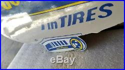 Vintage Goodyear Tires Porcelain Double Side Aviation Blimp Service Sales Sign