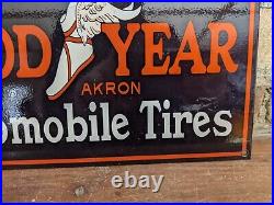 Vintage Goodyear Tires Porcelain Enamel Sign Service Station Sign 12 X 8 Akron