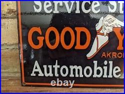 Vintage Goodyear Tires Porcelain Enamel Sign Service Station Sign 12 X 8 Akron