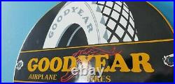 Vintage Goodyear Tires Porcelain Gas Aviation Airplane All Weather Service Sign